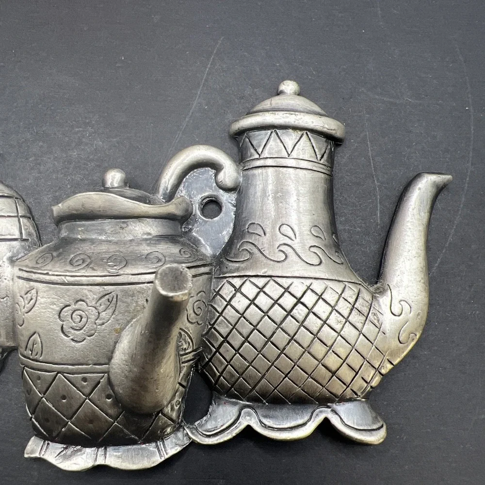 Key‎ Holder Teapot Silver Pewter Color 8